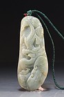 Chinese Celadon Jade Pendant.