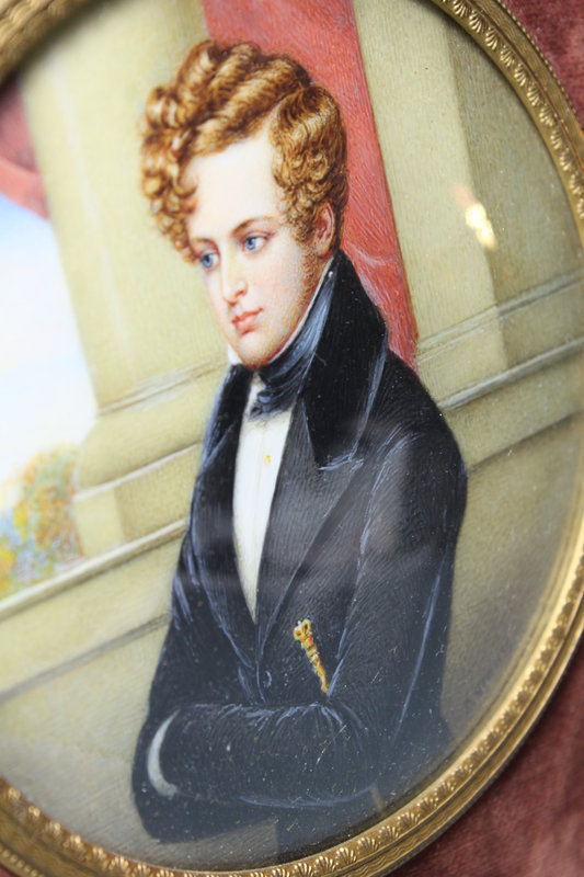 19th C. R. Krauss Miniature Portrait Painting.