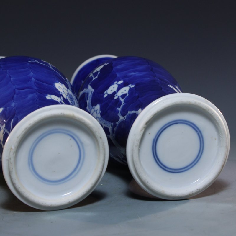 Pair of Chinese Blue and White Enameled Porcelain Vases