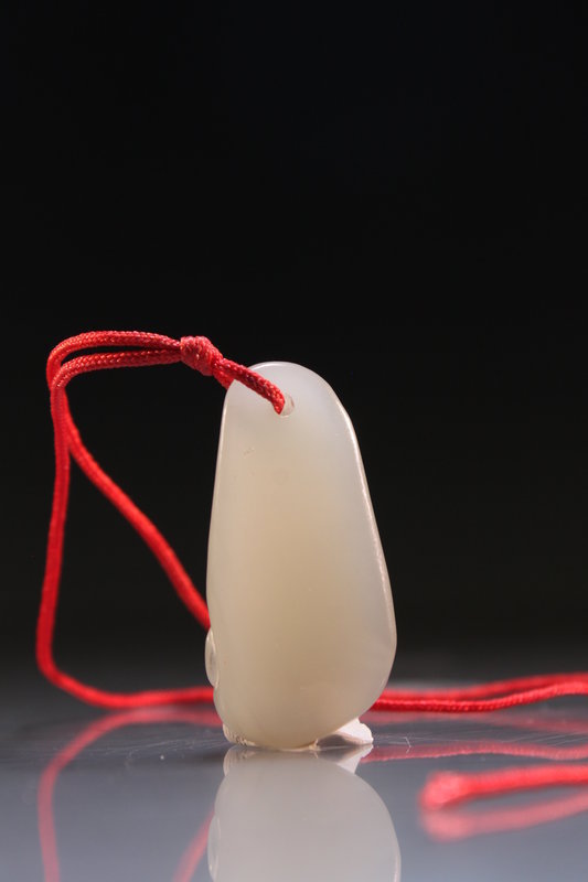 19th C. Chinese Carved Jade Pendant; Snake.