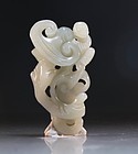 Chinese Carved Jade Pendant. Boy.