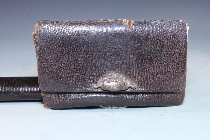 19th C. Japanese Leather Tobacco Pouch.