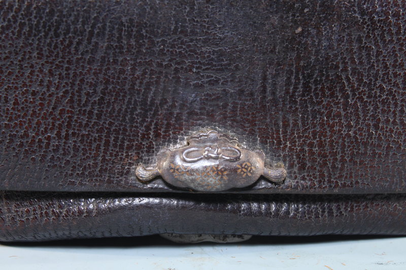 19th C. Japanese Leather Tobacco Pouch.