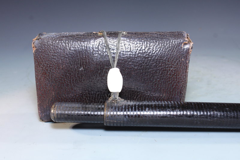 19th C. Japanese Leather Tobacco Pouch.