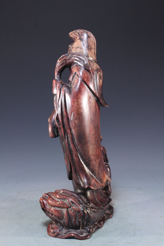 Chinese Carved Shoushan Figure; Guanyin &amp; Dragon.