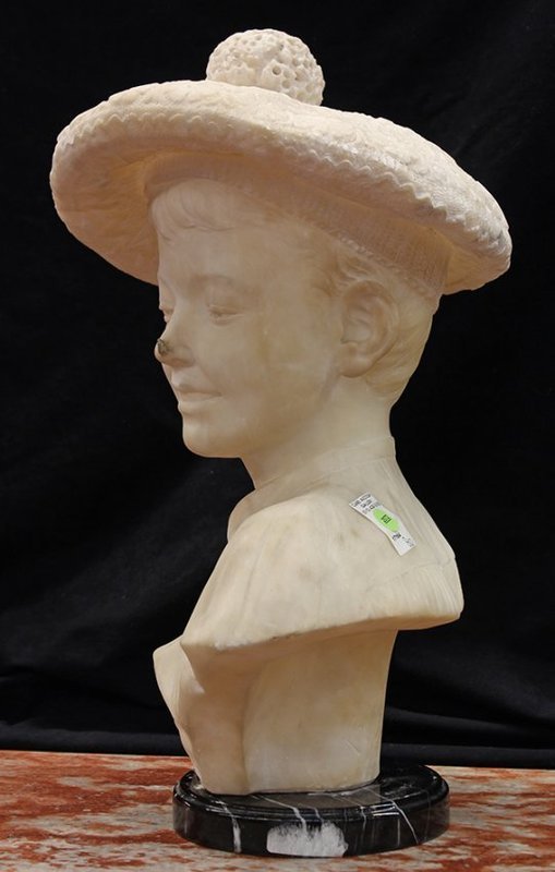 Continental Alabaster Bust of a Boy