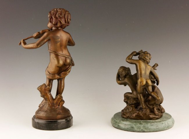 Two 19th C. French Bronzed Sculpture; Children.