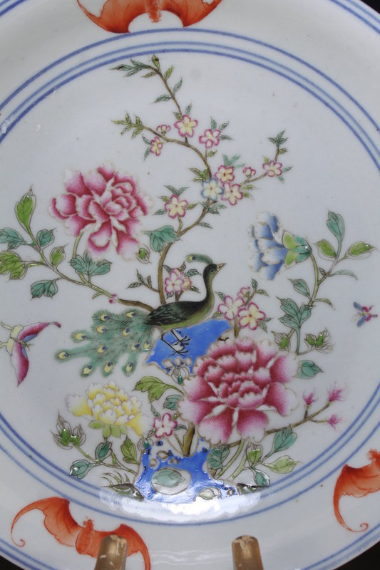 Antique Chinese Famille Rose Enameled Porcelain Plate.