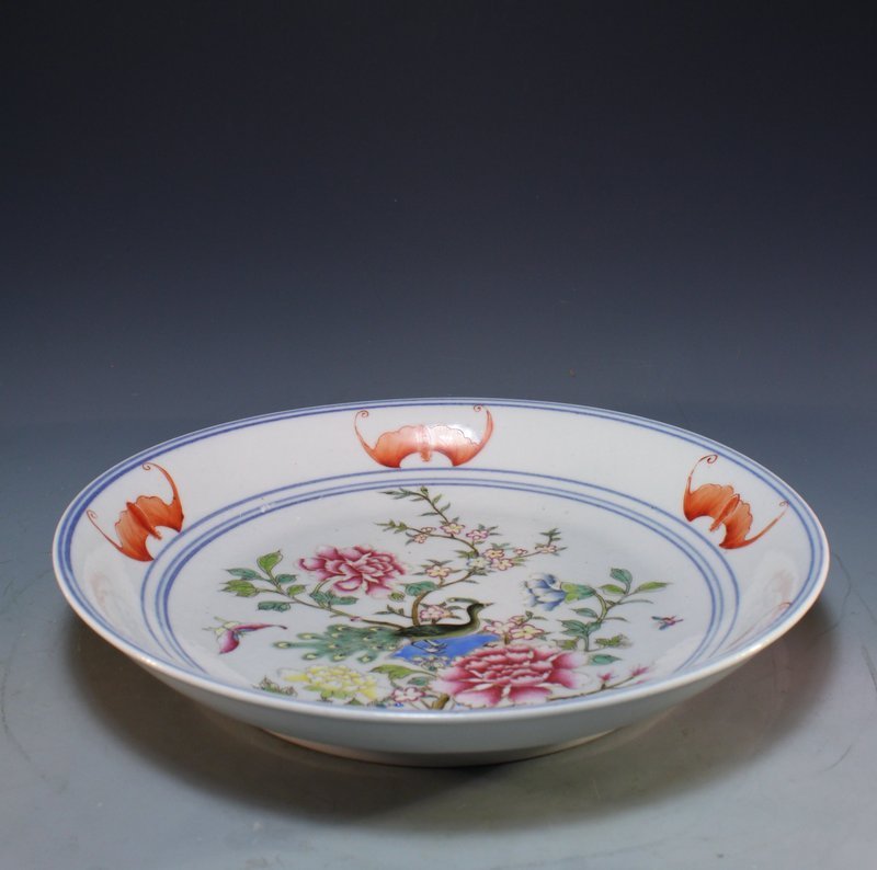 Antique Chinese Famille Rose Enameled Porcelain Plate.
