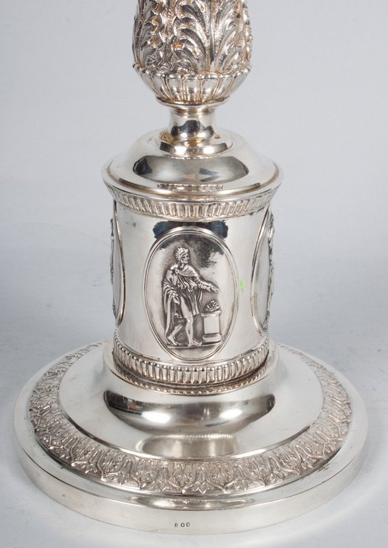 Neoclassical Style Sterling Silver Candlestick.