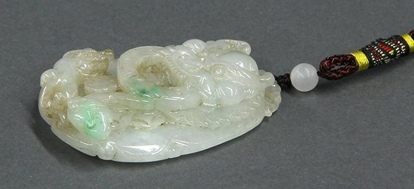 Fine Chinese Jadeite Pendant; Dragon.