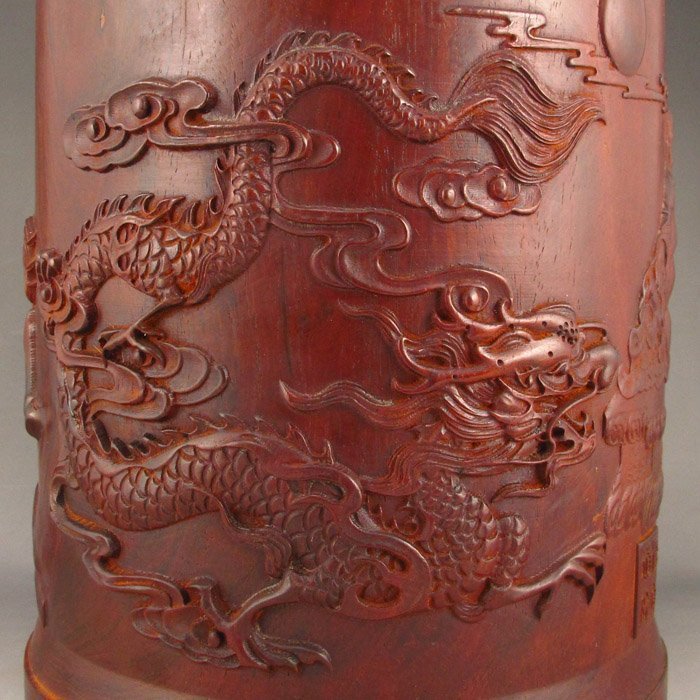 Chinese Zitan Wood Brush Pot.