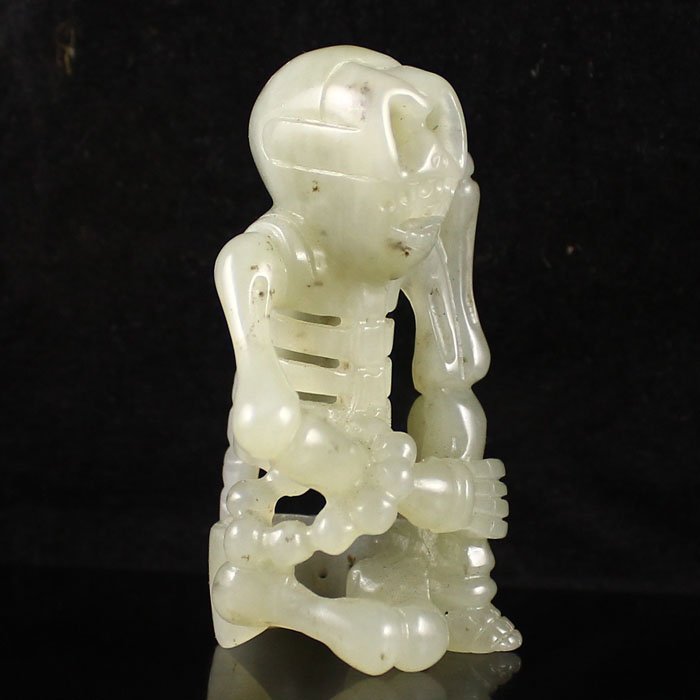 Fine Chinese Hetian Jade Carving; Skeleton.
