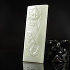 Superb Chinese Hetian Jade Pendant; Beast & Dragon