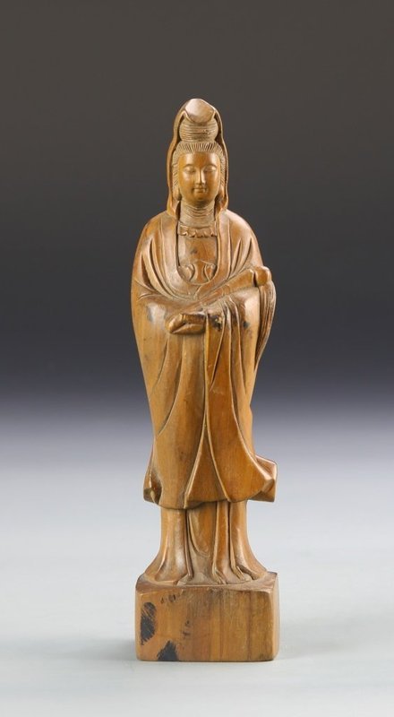 Chinese Carved Boxwood Carving; Guanyin.