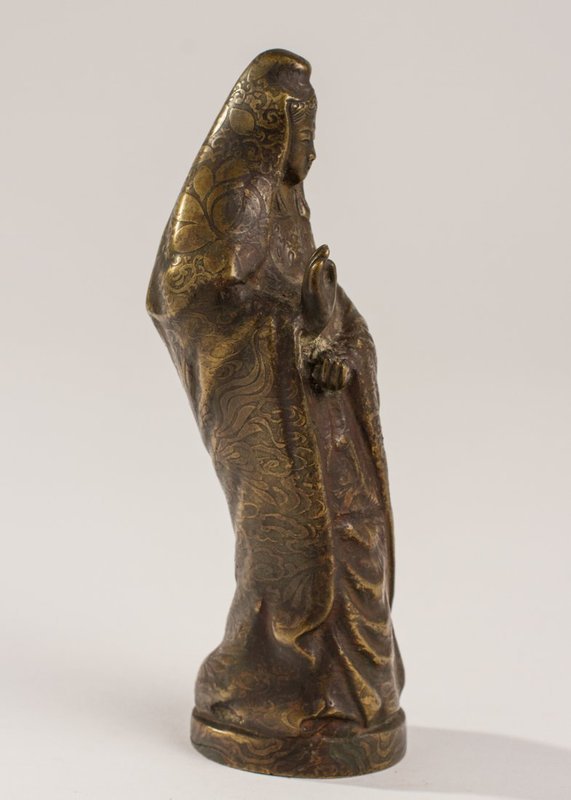 Chinese Bronze Buddhist Figure of Kwan Yin Mudra.