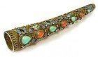 Antique Chinese Silver Cloisonne Nail Guard Pin/Brooch.