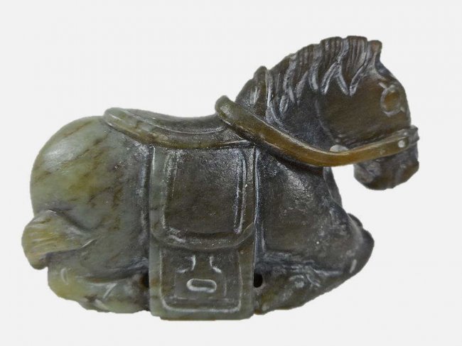 Antique Chinese Carved Jade Figure; Horse.