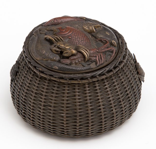 Japanese Bronze Inkwell, Meiji Pd.