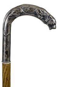 Antique Silver Panther Dress Cane-Ca. 1910.