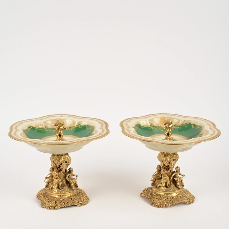 Superb Pair OF German .800 silver Gilt Figural Compotes.