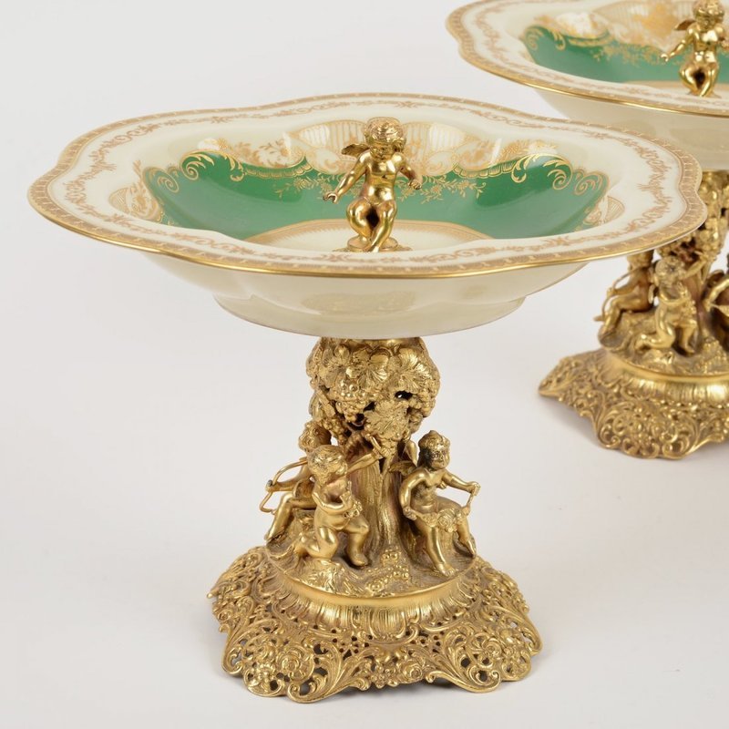Superb Pair OF German .800 silver Gilt Figural Compotes.