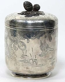 Tiffany Sterling Silver Footed Lidded Jar.
