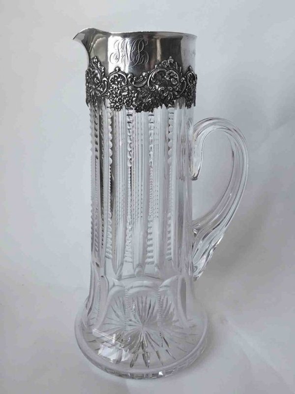 American Sterling Silver &amp; Cut Glass Pitcher by Wallace.