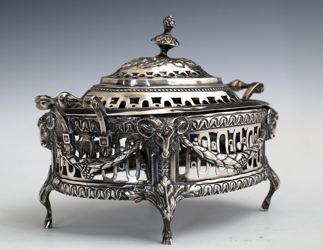 Antique German Silver Lidded Dresser Box, Ca 1795.