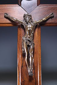 19th C. French Bronze Crucifix.