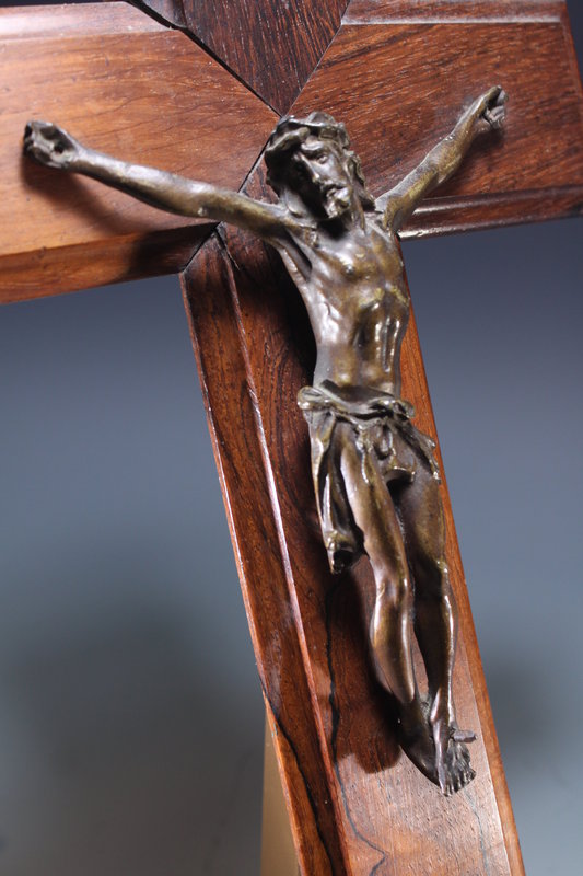 19th C. French Bronze Crucifix.