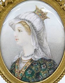 Antique Miniature Painting; Queen of Brittany.