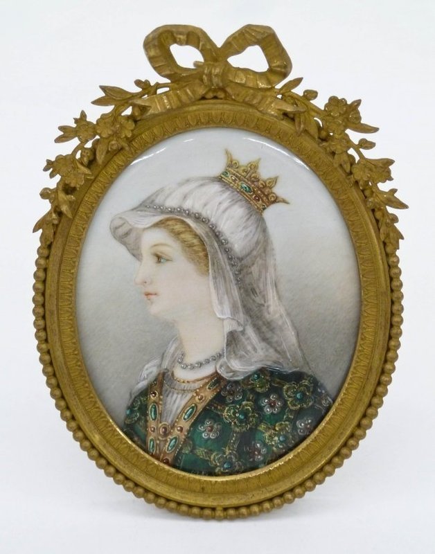 Antique Miniature Painting; Queen of Brittany.