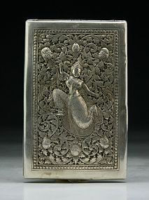 Antique Japanese  Engraved Silver  Cigarette Case.