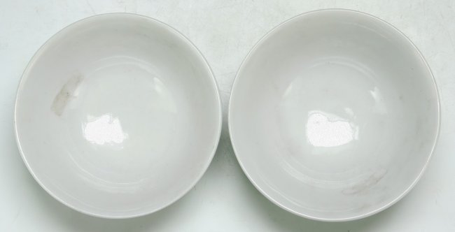 Pair Chinese Antique Green Glazed Porcelain Bowls.