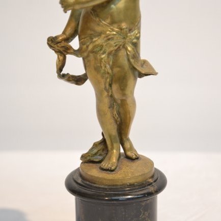 Fine Italian Gilt Bronze Sculpture; Young Girl &amp; flower.