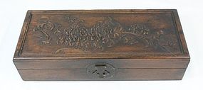 Chinese Carved Wood Document Box.