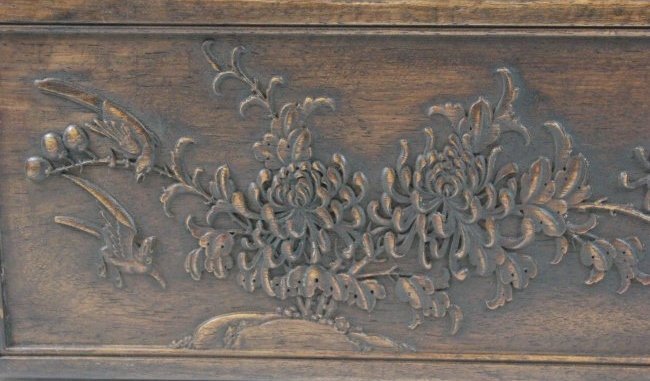 Chinese Carved Wood Document Box.