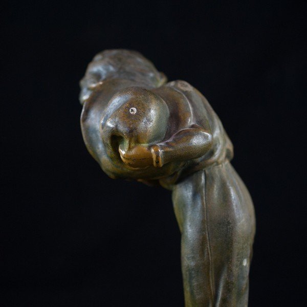 Antique Bronze/Spelter &quot;A Beginner&quot; Sculpture.