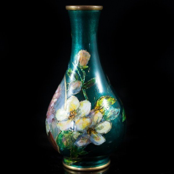 Fine French Limoges Enamel Vase.