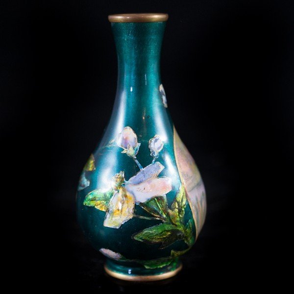 Fine French Limoges Enamel Vase.