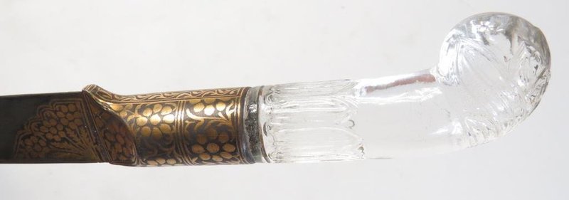 Antique Mughal Rock Crystal-Hilted Khangar Dagger.