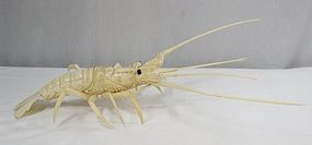 Japanese Meiji Period Articulated Carved Ivory/Bone Crayfish.