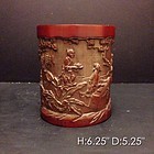 Fine Chinese Carved Bamboo Brush Pot.