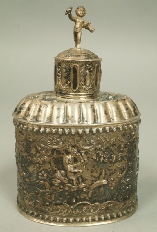 Dutch 830 Silver Lidded Spice Container