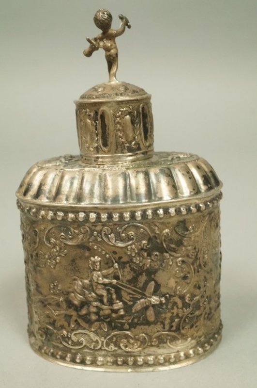 Dutch 830 Silver Lidded Spice Container