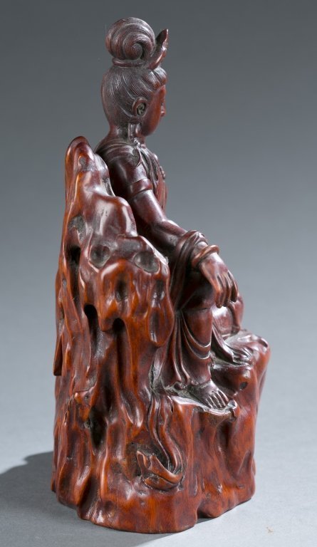 Chinese Carved Boxwood Figure; Guanyin.