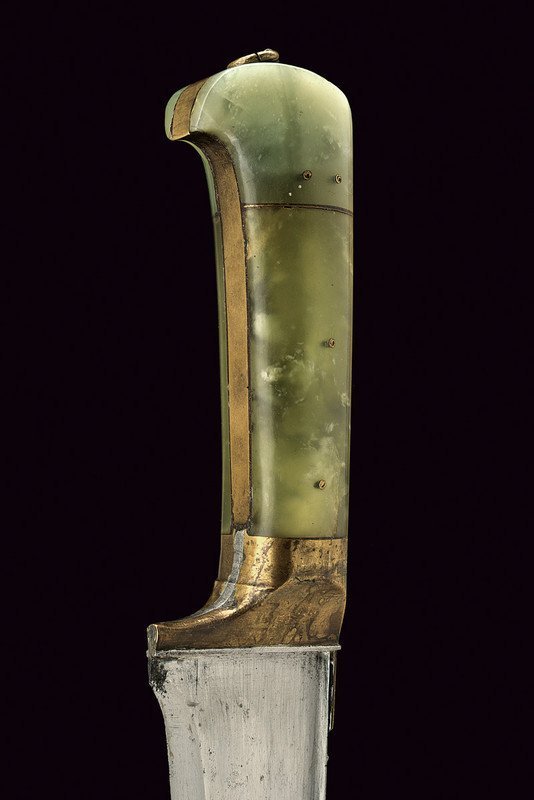 19th C. Indian Mughal Jade Handle Dagger