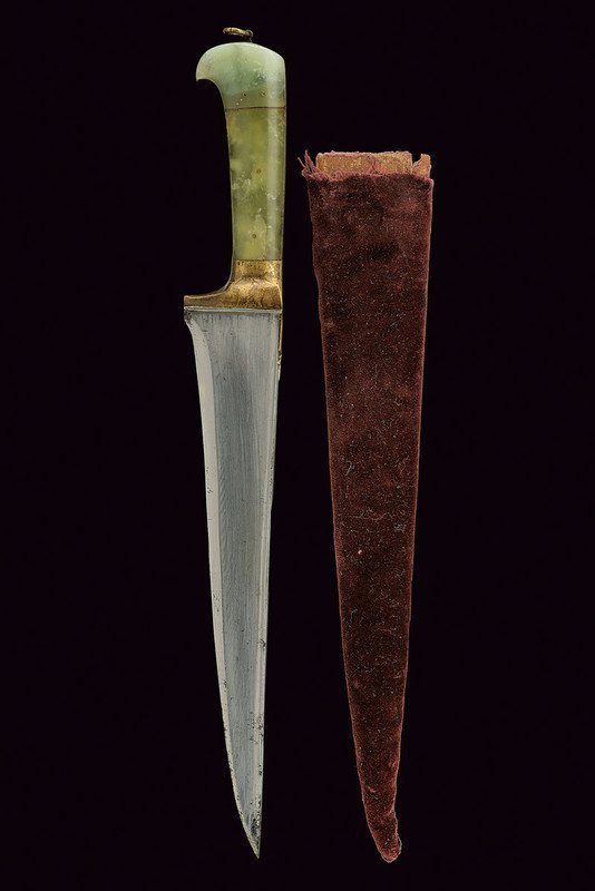 19th C. Indian Mughal Jade Handle Dagger
