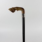 Late Victorian Silver-Mounted Horn-Handled Cane.